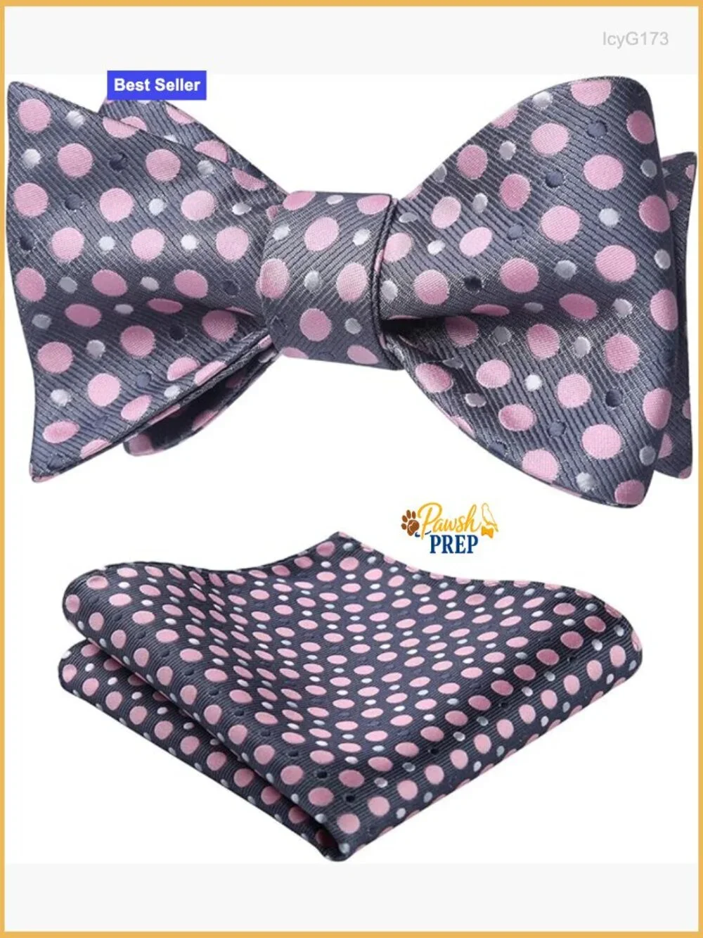 Self-Tie Bow Tie and Pocket Square Set for Formal Business Wedding Events